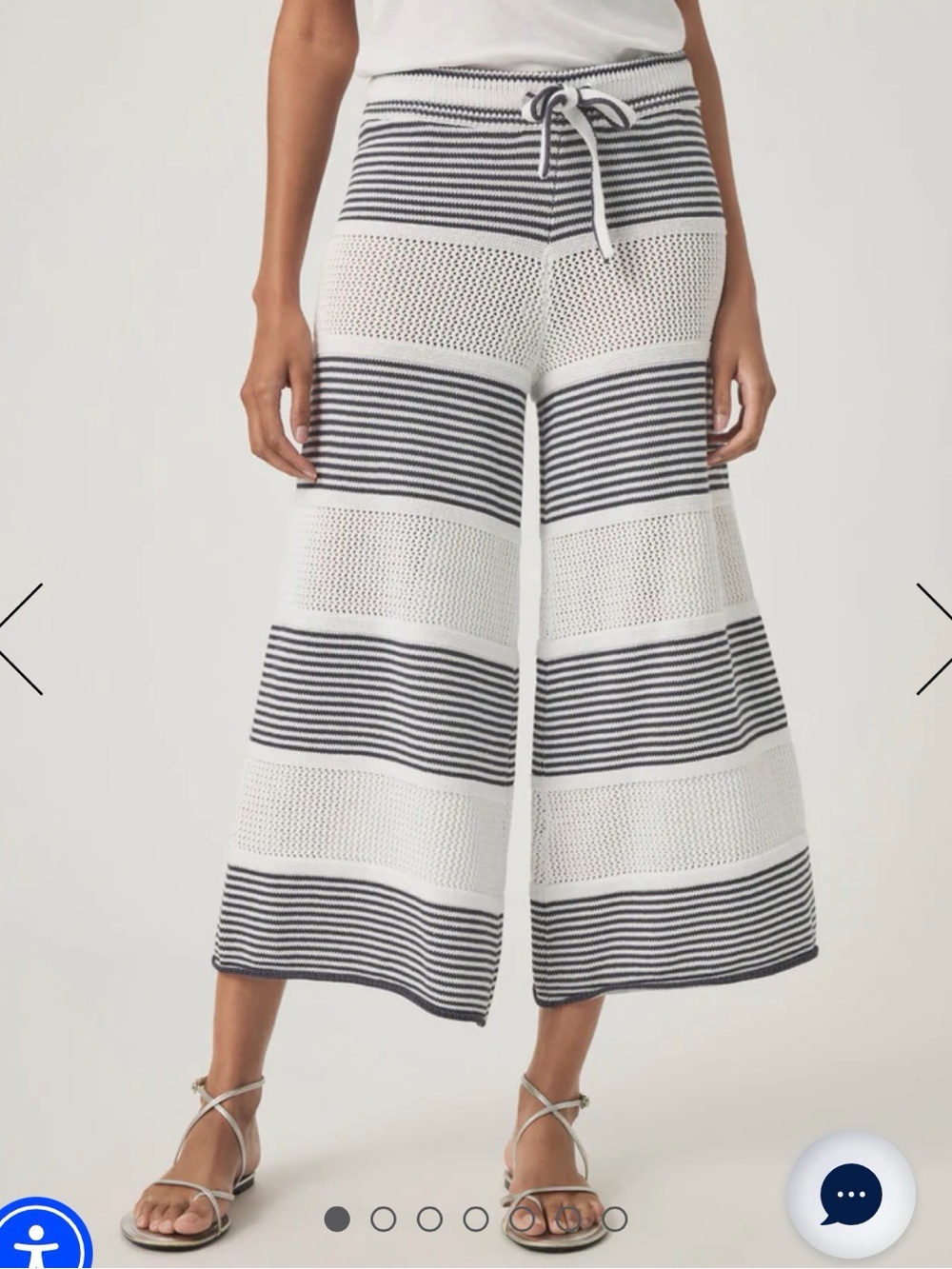 Splendid Ronnie White & Navy Striped Knit Wide-Leg Pants